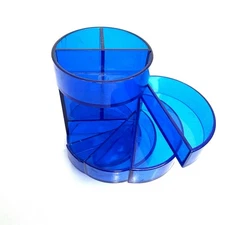 Comix B2101 Round Pen Stand Stack Desk Organizer Transparent