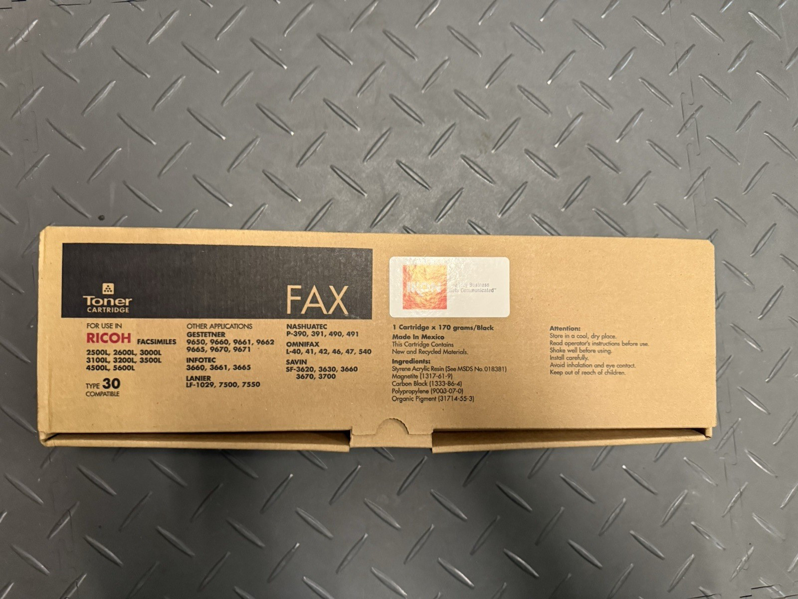 Genuine Ricoh Fax Toner Cartridge Type 30 Part 889604 FREE SHIPPING