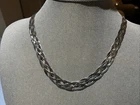two tones 10mm Wide Braided Herringbone Italy Sterling Silver Necklace 15” /16gr