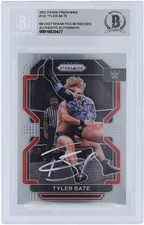 Tyler Bate WWE Signed 2022 Panini Prizm White Ink #122 Beckett Fanatics Card