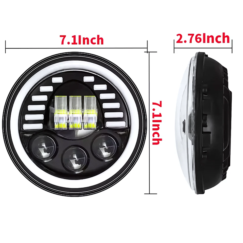 Faros antiniebla LED negros de 7"" para Jeep Wrangler JK TJ LJ 1997-2017 Foto 4 de 4