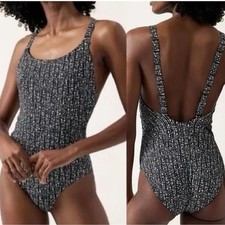 Athleta Hermosa Black and White Patterned One-Piece Swimsuit Sz M