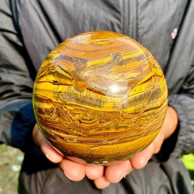 2.95LB Natural Tiger's Eye Ball Quartz Crystal Sphere Gem Healing Décor