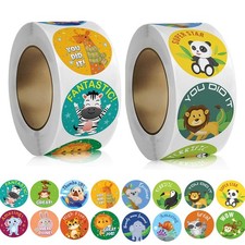 1000 Cute Animal Reward Stickers for Kids Classroom, Motivational Stickers fo...