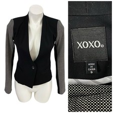 XOXO Blazer Womens Small Jacket Black Office Corpcore Career Boardroom Workwear