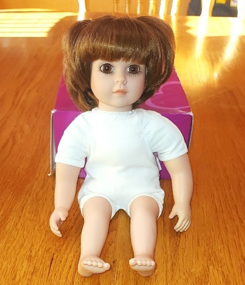 My Twinn Cuddly Little Sister Doll Olivia Brown hair with pony tails With Box