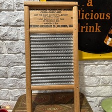VINTAGE Double Sided Washboard 18"x 8.5" Dubl Handi Columbus Washboard Co
