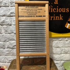 VINTAGE Double Sided Washboard 18"x 8.5" Dubl Handi Columbus Washboard Co