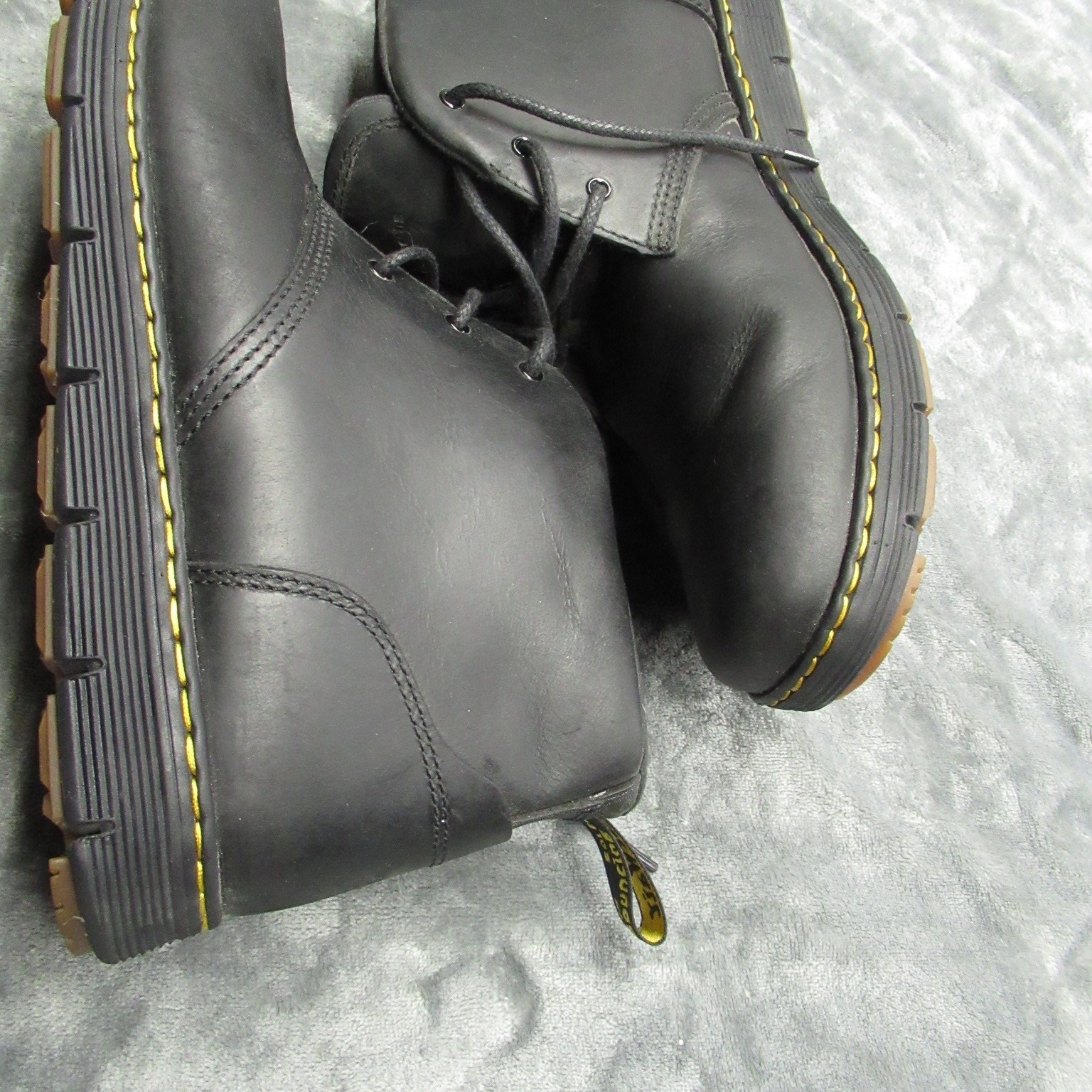 Dr Martens Rhodes Chukka Boots Mens 12 Black Leather Lace Up Chunky Casual