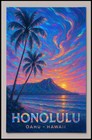 Honolulu Sunset Oahu, Hawaii Poster