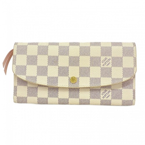 Louis Vuitton Long Wallet Damier Azur Portefeuille Emily N41625 Rose Ballerine