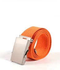 canvas cotton belt orange color with chrome buckle adjustable size 54" long