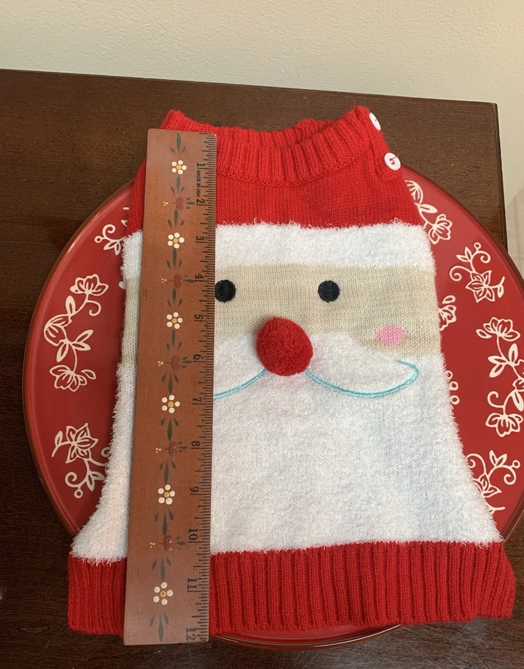 Pup Crew Red Christmas Ultra Soft Knitted Santa Claus Dog Sweater Medium Size M - Image 3 of 4