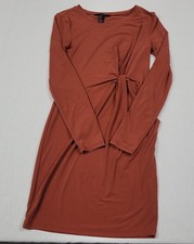 Forever21 Brick Red Brown Long Sleeve Crew Neck Short Dress Women's Size S