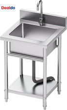 Stainless Steel Utility Sink Free Standing Single Bowl Kitchen Sink with Cold an