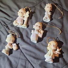 Enesco Precious Moments Porcelain Christmas Ornaments Set of 5 Figurine Vintage