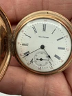 1901 Waltham 25yrs 14 k GF Hunt Case Pocket Watch 6s 15j Grade Seaside RARE