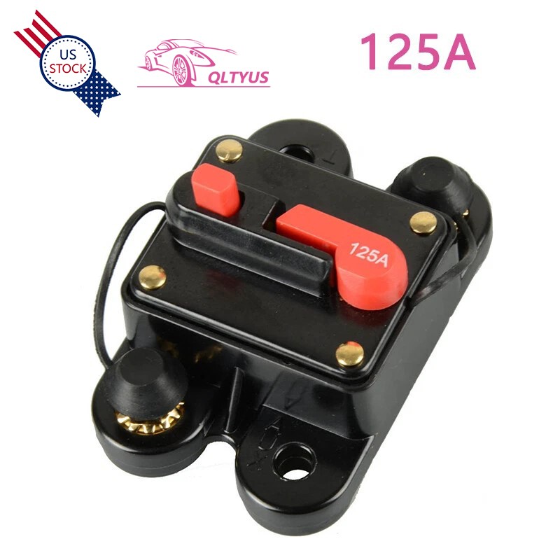 125AMP Circuit Breaker with Manual Reset  Fuse Holder for Car Audio 12V-48V DC