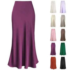 A-Line Pleated Long Skirts Skirt Streetwear Elastic Waist Solid Elegant Dress