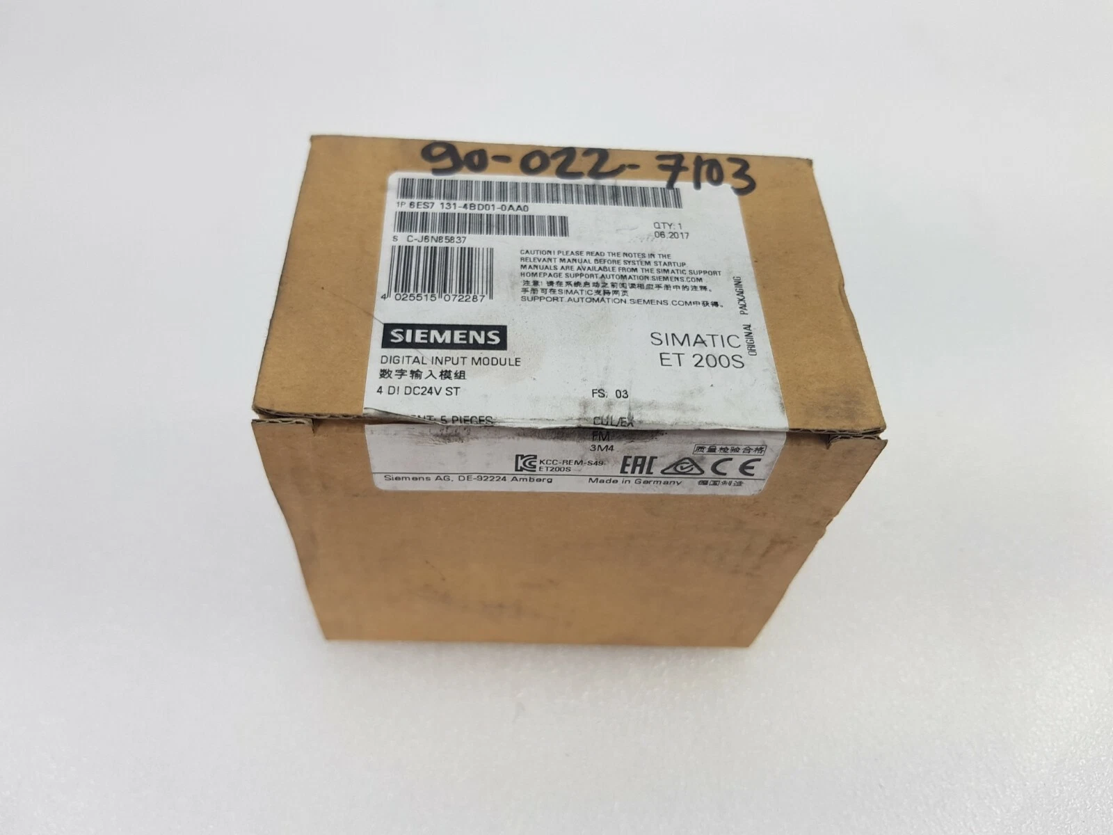 Siemens SIMATIC ET 200S box, digital input module 4 DI DC24V ST, 6ES7 131-4BD01-0AA0