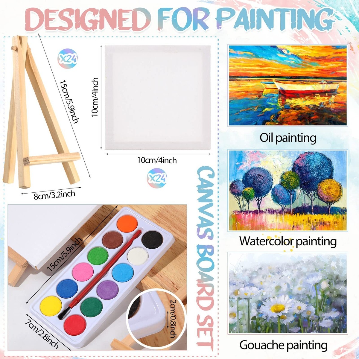 Canvas Painting Set SEWACC 10 Pack Mini Canvas With Easel Sets Small ...