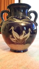 Vase grès émaillé Alsace  Krumreich Remmy Betchdorf cigogne art déco