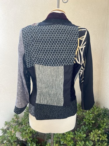 Vtg Boho Avantegarde Jacket Blazer Silk Fabrics M Claudia GRAU - Picture 2 of 14