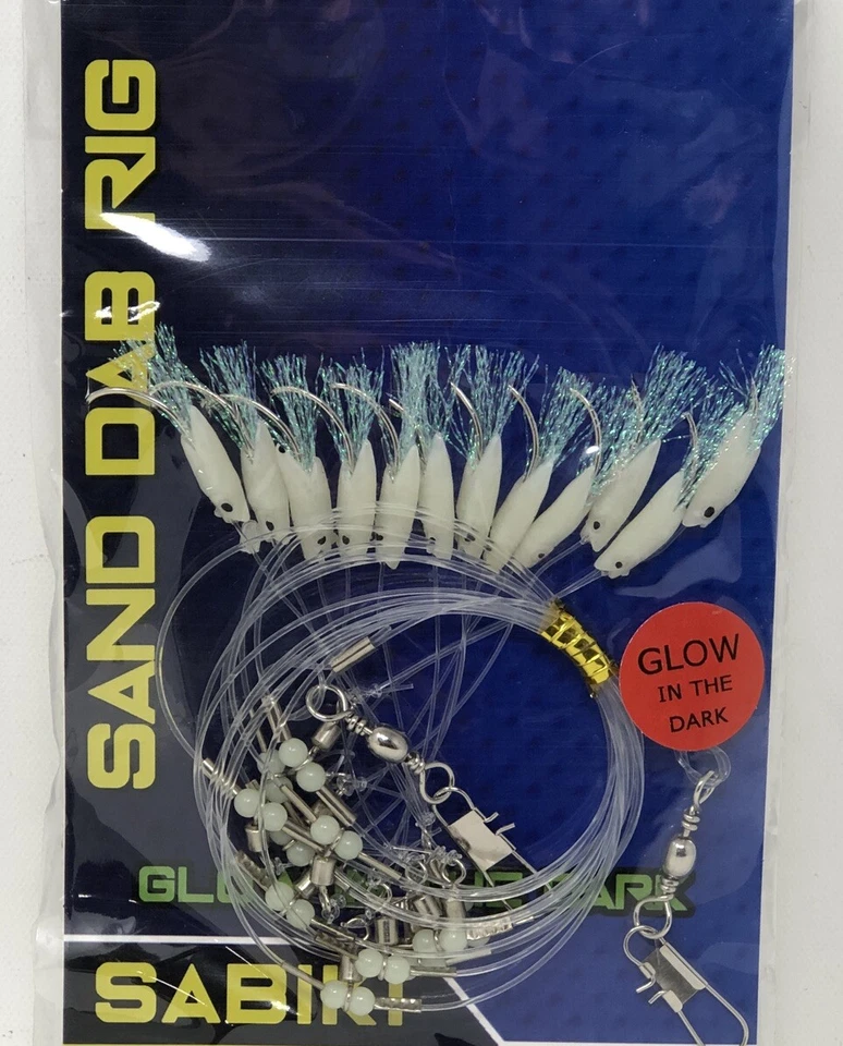 Plataforma Sand Dab Brilla en la Oscuridad Sabiri Sb-700 12 ganchos Tamaño 1/0 Línea Prueba: 80LB Foto 2 de 4