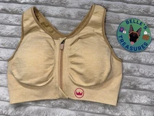 SHEFIT Lounge Bra Size XS Honey Wheat Beige Wire Free Seamless Zip Front Cups
