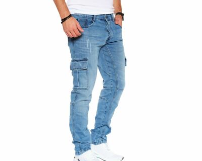 Styleko Herren Cargo Jeans Hose für Männer Jungen Regular Destroyed Jogger|8004