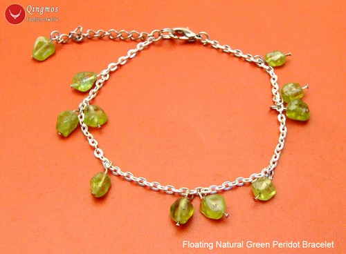 8mm Baroque Float Natural Green Peridot Bracelet for Women Stone Jewelry 7-9'' - Picture 5 of 23