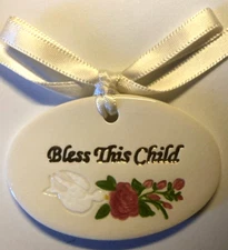 Longaberger Basket Bless This Child Tie-On from Dresden-NEW!!!