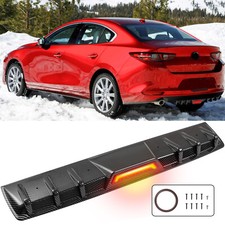 For Mazda 3 6 Sedan Axela Carbon Rear Bumper Diffuser Splitter Wled Brake Light