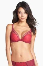 NEW CHANTELLE 3646 C Chic Push-up Plunge Demi Bra 34C Burgundy