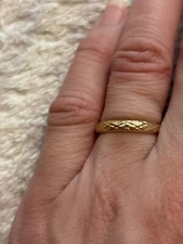 Polished Quilted Style Diamond Cut Ring Real  Solid 10K Yellow Gold Size 7