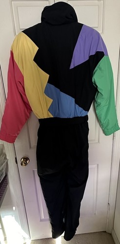 Combinaison de ski vintage années 80 Mistral multicolore femme taille 12 combinaison de neige une pièce rétro - Photo 4/15