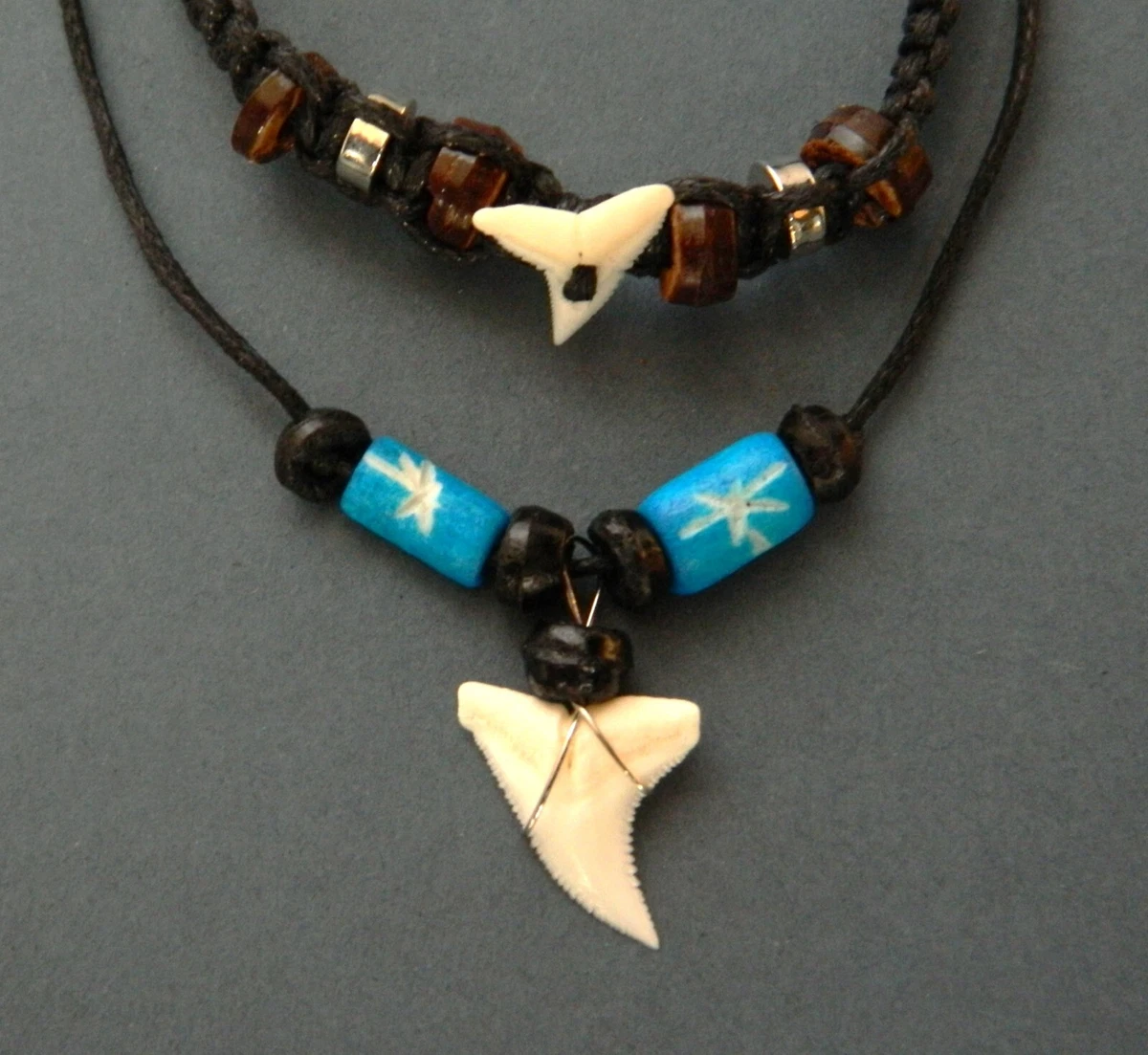 Shark Tooth Necklace With Green Beads – Real Shark Tooth Necklaces