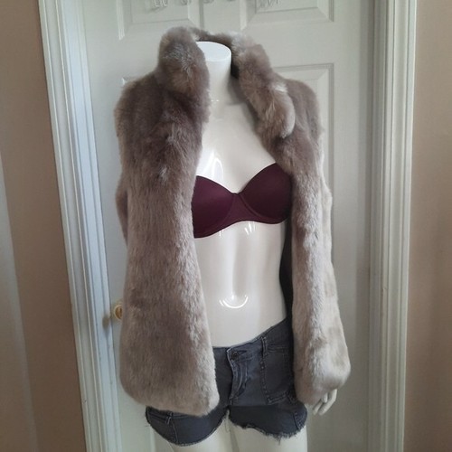 CALVIN KLEIN Faux Fur Vest Womens S Tan Soft Lined Open Front Sophisticated - Picture 10 of 12