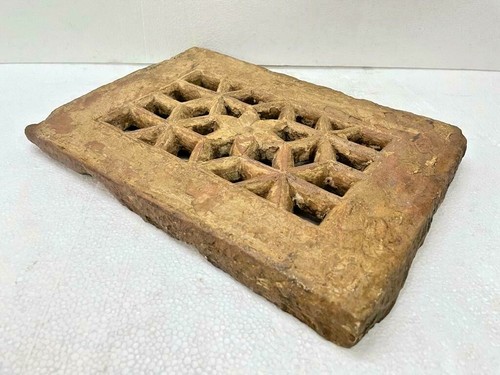 OLD ANTIQUE RARE HAND CARVED UNIQUE DESIGN HEAVY STONE WINDOW PANEL / JALI - Picture 7 of 12