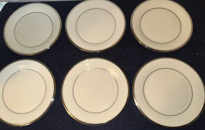 (Set of 6) Lenox Solitaire Platinum Trimmed 6 1/4'' BREAD PLATES (USA)