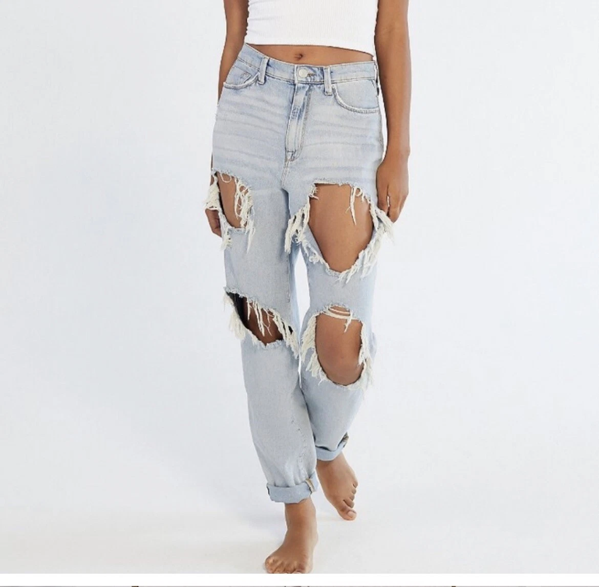 NWT URBAN OUTFITTERS BDG High Rise Ripped Mom Jeans Size 25 eBay