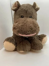 Hugfun Hug Fun Sitting Hippopotamus Hippo 15" Bow Brown 251090 Floppy Plush