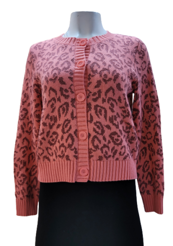 Coral Panther Intarsia Cardigan Size 