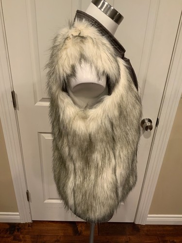 Rebecca Taylor Runway Gray & White Ivory Vegan Fur Vest, Size Small - Picture 6 of 11