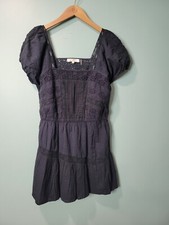 LoveShackFancy Black Gauzy Cotton Lace Off The Shoulder Dress Size L