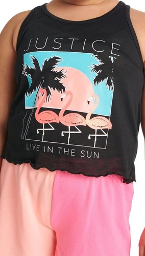 JUSTICE Girls' 12P/14P ~ Two (2) Piece Tank Sleep ~ Pajama Set ~ LIVE IN THE SUN - Picture 2 of 7