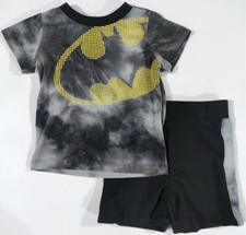 12 Months Baby Boys Batman Outfit Shirt Shorts Bat SIgnal Tie Dye Summer Tee