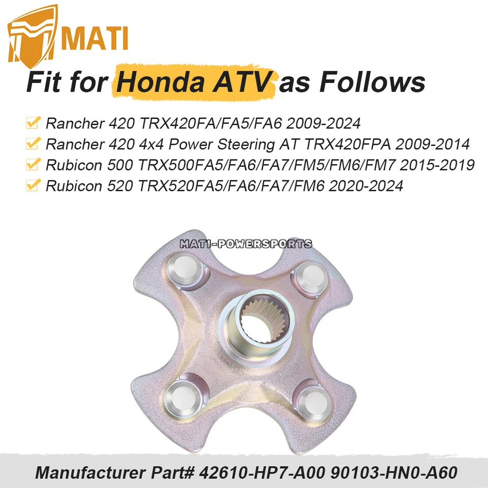 Rear Wheel Hub for Honda Foreman Rubicon 500 2015-2019 Rancher 420 2009-2024 TRX - Image 4 of 4