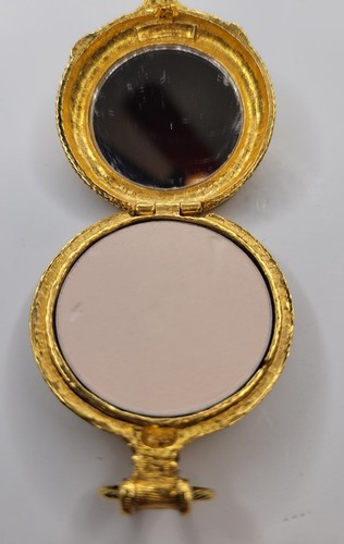 Max Factor Vintage goldfarbene Taschenuhr Stil florales Design kompakt verspiegelt - Bild 12 von 12