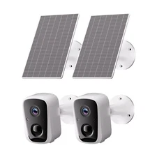 2PCS 2K 4MP Solar Security Camera Outdoor Indoor Surveillance PIR 2-Way Talk